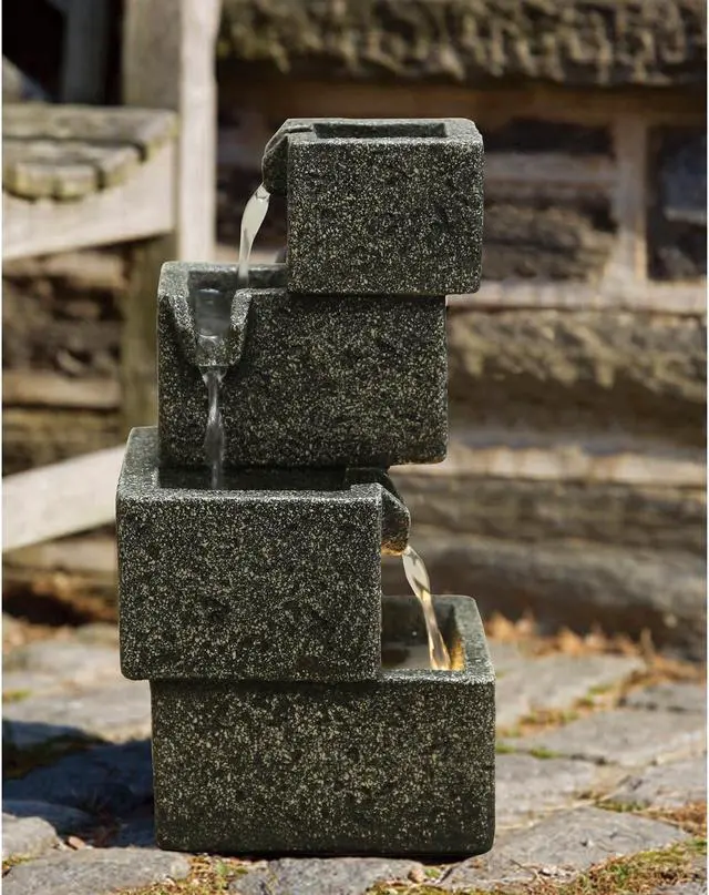 Alt view image 6 of 6 - Hi-Line Gift LED Concrete Crates Fountain