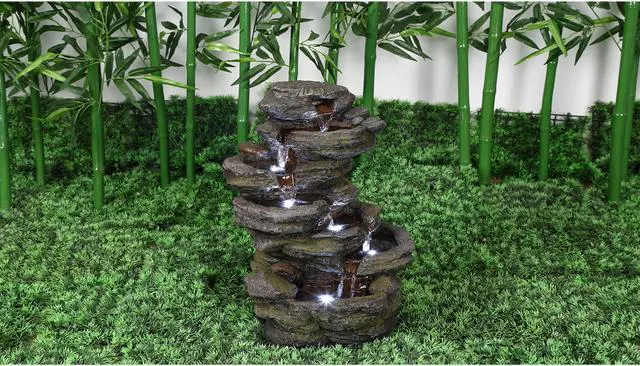 Alt view image 5 of 5 - Hi-Line Gift LED Multi Level Rock Fountain