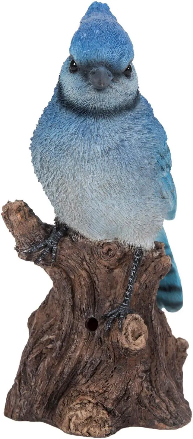 Alt view image 2 of 5 - Hi-Line Gift Motion Activated Singing Blue Jay Standing On Stump