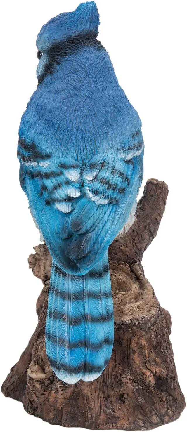 Alt view image 3 of 5 - Hi-Line Gift Motion Activated Singing Blue Jay Standing On Stump