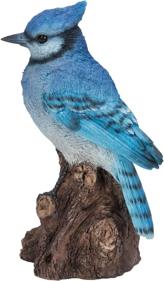 Main image of Hi-Line Gift Motion Activated Singing Blue Jay Standing On Stump