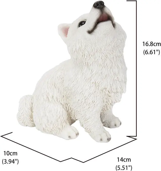 Alt view image 5 of 7 - Hi-Line Gift Howling American Eskimo Puppy Statue