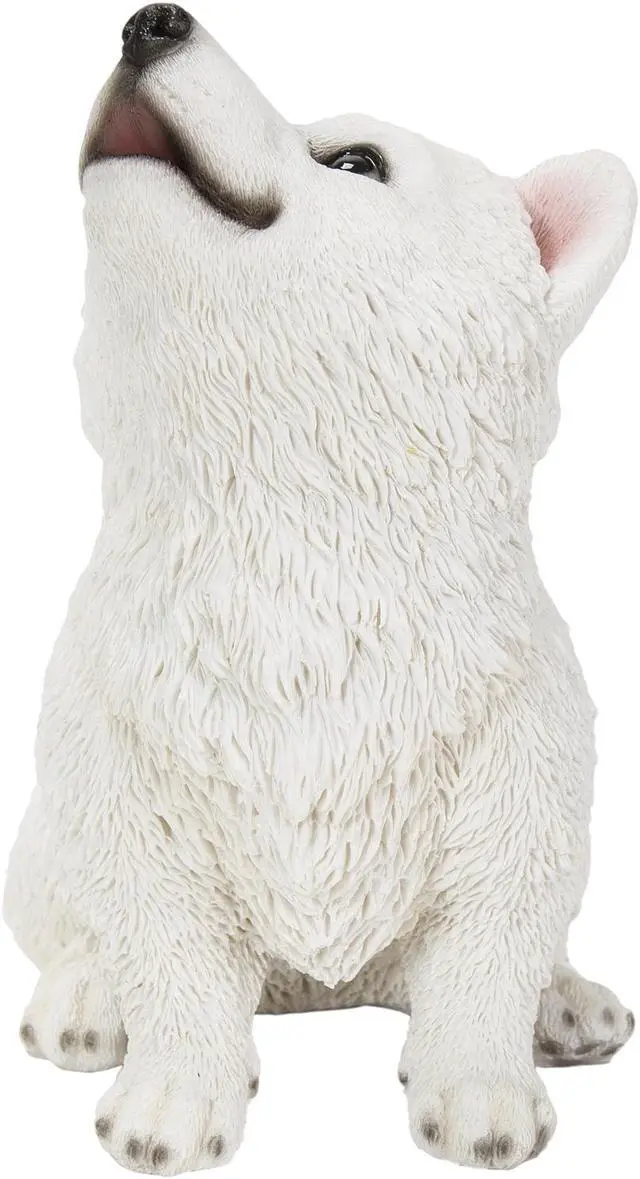 Alt view image 2 of 7 - Hi-Line Gift Howling American Eskimo Puppy Statue