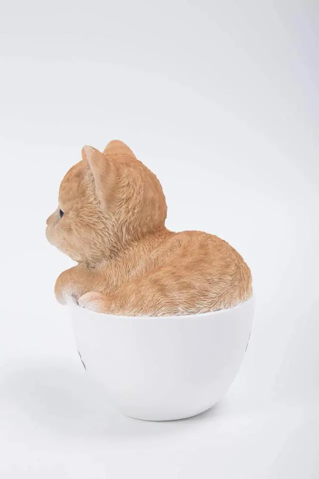 Alt view image 2 of 2 - Hi-Line Gift Teacup Kitten Orange Tabby Statue