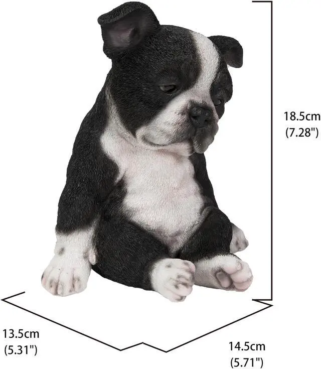 Alt view image 5 of 8 - Hi-Line Gift Sleepy Boston Terrier Puppy Statue Sitting