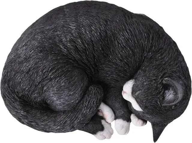 Alt view image 3 of 5 - Hi-Line Gift Black/White Cat Sleeping Lying Down