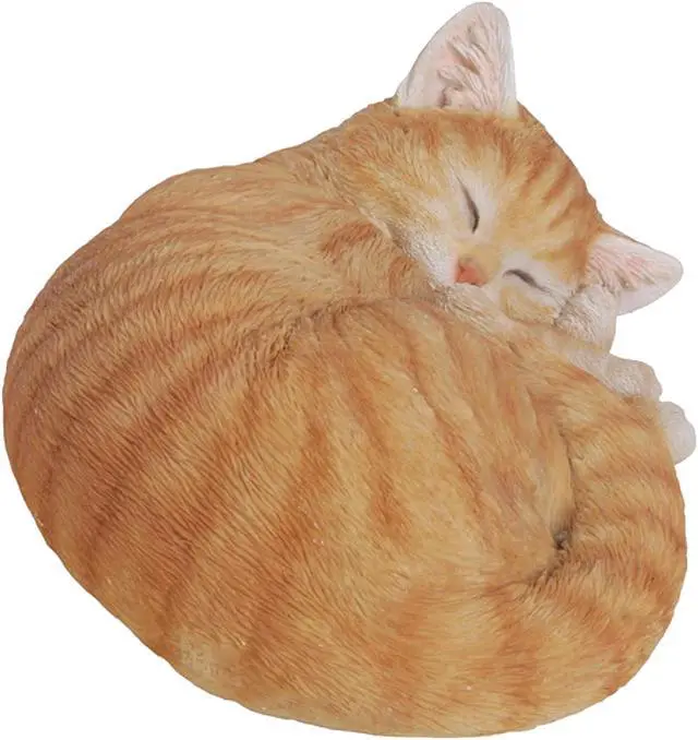 Alt view image 2 of 5 - Hi-Line Gift Orange Tabby Cat Sleeping Lying Down