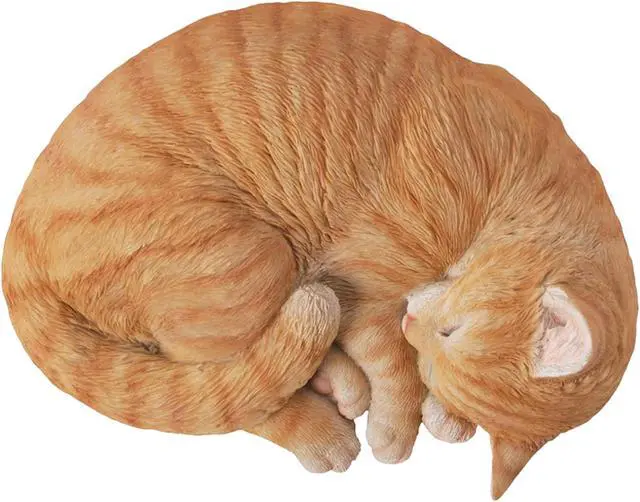 Alt view image 3 of 5 - Hi-Line Gift Orange Tabby Cat Sleeping Lying Down
