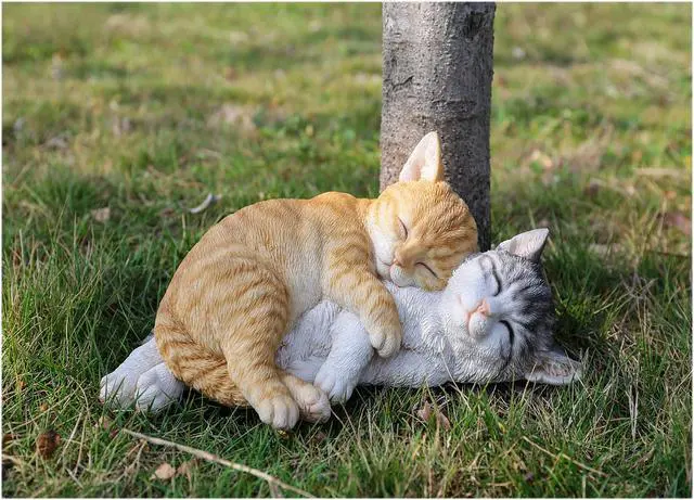 Alt view image 7 of 7 - Hi-Line Gift Orange & Grey Tabby Cats Sleeping