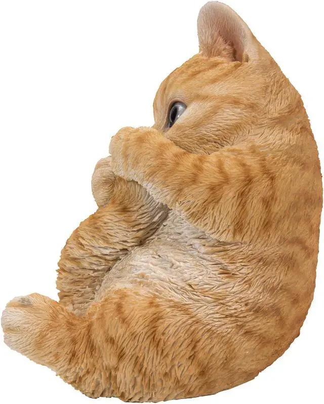 Alt view image 2 of 7 - Hi-Line Gift Orange Tabby Kitten Playing with Tail