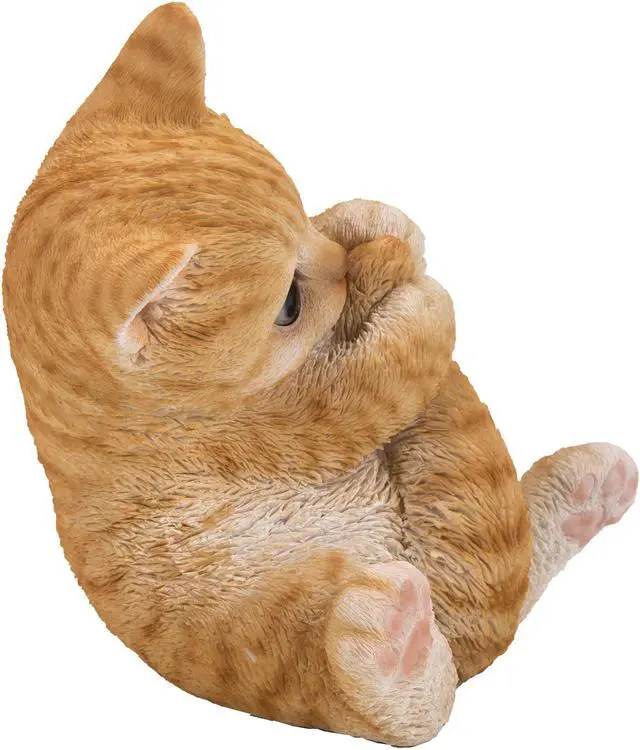 Alt view image 4 of 7 - Hi-Line Gift Orange Tabby Kitten Playing with Tail