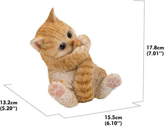 Alt view image 5 of 7 - Hi-Line Gift Orange Tabby Kitten Playing with Tail