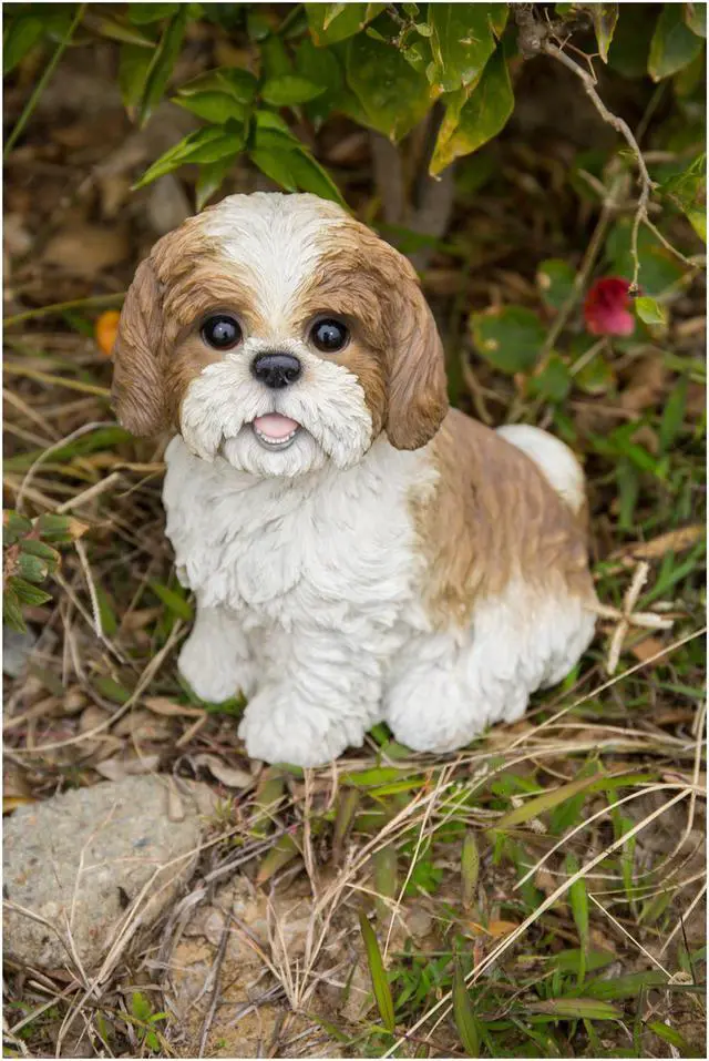 Alt view image 7 of 7 - Hi-Line Gift Brown & White Shih Tzu Sitting
