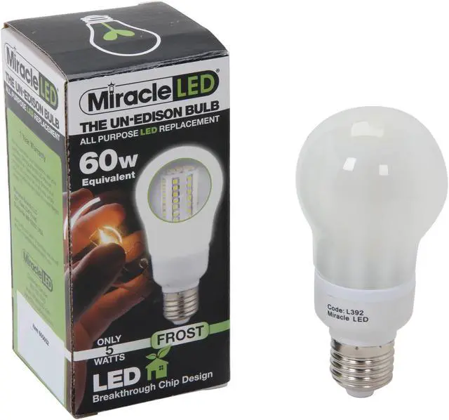 Alt view image 5 of 5 - MiracleLED 605052 60 W Equivalent 5W Un Edison Frosted Warm White LED Light Bulb