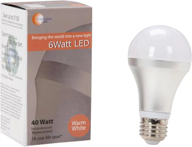Alt view image 5 of 5 - Collection LED CL-G60E-6W (W) 40 W Equivalent LED Light Bulb