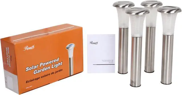 Alt view image 5 of 5 - Rosewill Stainless Steel Dual LED Solar Lawn Garden Lights (Set of 4)