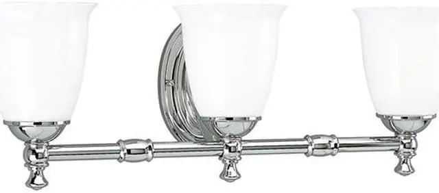 Main image of Victorian Bath Vanity, 3-Light, Polished Chrome, White Opal Glass, 24.5"W