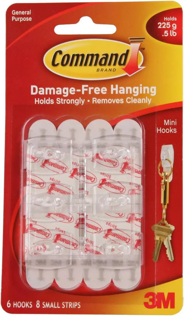 Alt view image 2 of 2 - 3M Command 17006 Mini Hooks, White, 6 Hooks, 8 Strips