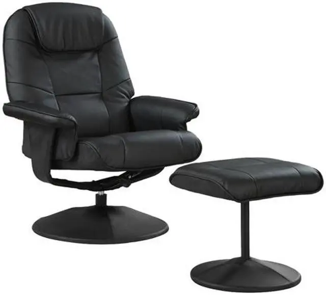 Main image of Primo International Total Comfort Black swivel recliner with metal base and ottoman