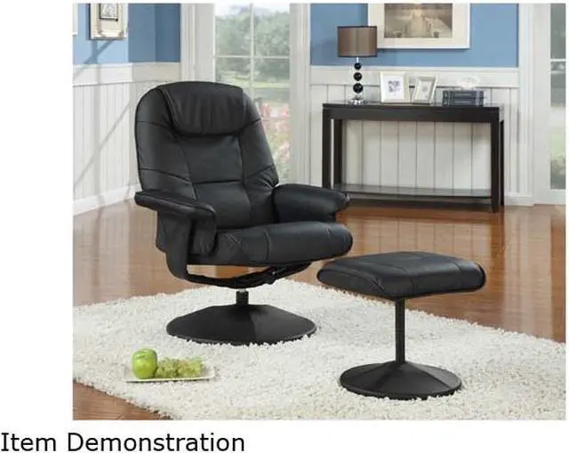 Alt view image 2 of 2 - Primo International Total Comfort Black swivel recliner with metal base and ottoman