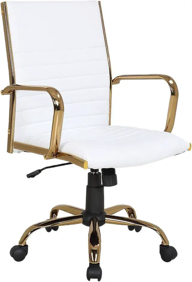 Main image of LumiSource OC-MSTR AU+W Master Gold with White Faux Leather Adjustable Office Chair White