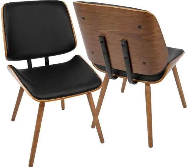 Main image of LumiSource CH-LMB WL+BK2 Lombardi Chair - Set Of 2 Walnut Wood, Black Pu