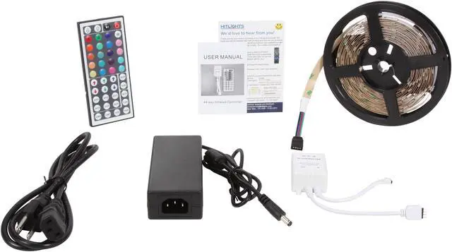 Alt view image 6 of 7 - HitLights RGB Multicolor Changing SMD5050 LED Light Strip Kit - 150 LEDs, 16.4 Ft Roll, Cut to Length, Includes 60W Adapter and 44 Key Controller - Color Changing, 149 Lumens per foot