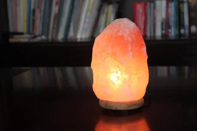 Alt view image 3 of 3 - WBM 1000 Natural Air Purifying Himalayan Salt Lamp with Neem Wood Base, Bulb and Dimmer switch