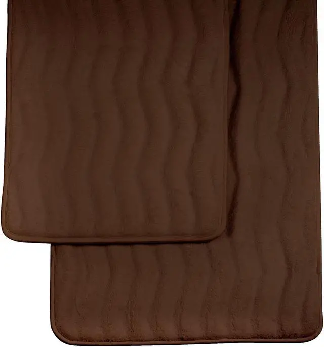 Main image of Lavish Home 2 Piece Memory Foam Bath Mat Set - Chocolate