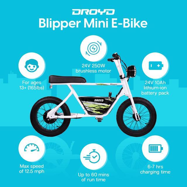 Alt view image 2 of 7 - Droyd Blipper Electric Mini Bike - For Kids 13 and Up 12.5 MPH and 12.5Miles
