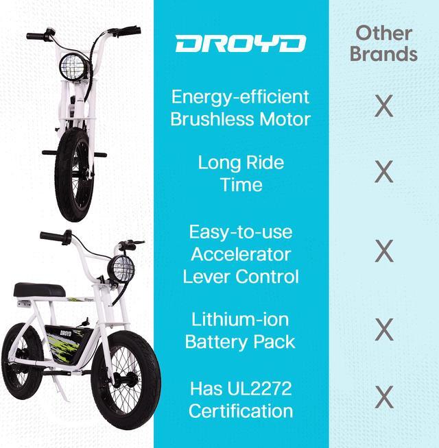 Alt view image 7 of 7 - Droyd Blipper Electric Mini Bike - For Kids 13 and Up 12.5 MPH and 12.5Miles