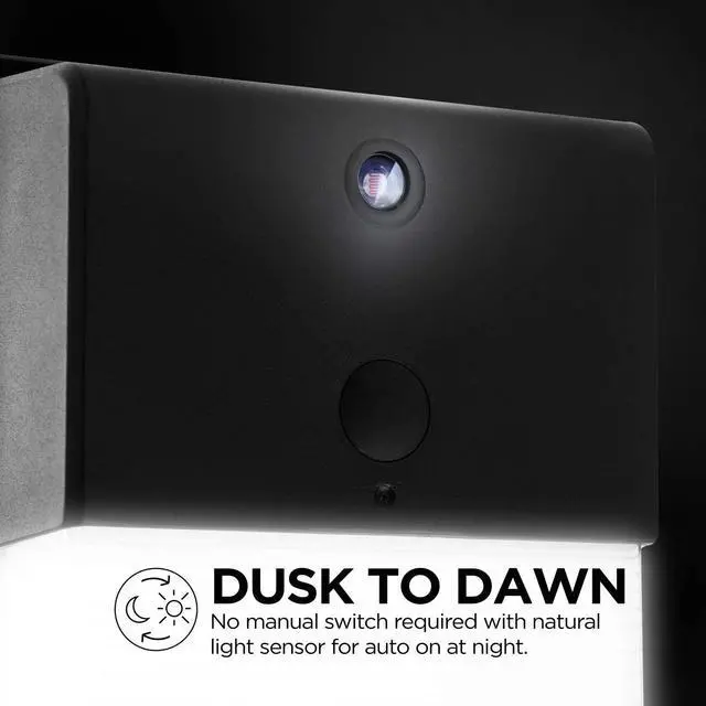 Alt view image 2 of 7 - Home Zone Security ES06570V LED Wall Pack Light - Outdoor Hardwired Dusk to Dawn Ultra Bright 5000K Daylight LED Wall Light