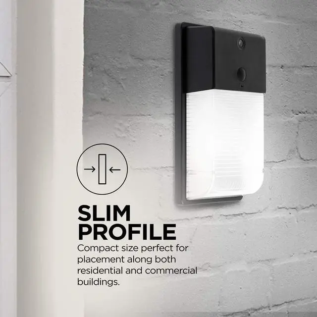 Alt view image 4 of 7 - Home Zone Security ES06570V LED Wall Pack Light - Outdoor Hardwired Dusk to Dawn Ultra Bright 5000K Daylight LED Wall Light