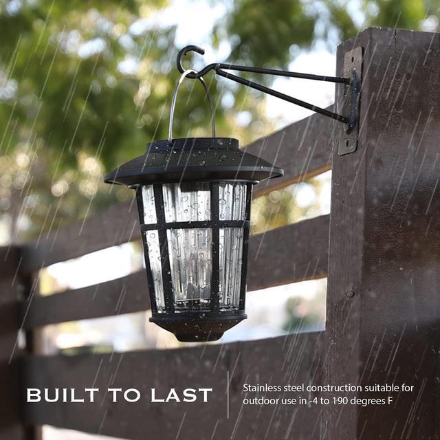 Alt view image 6 of 7 - Landia Home Solar Wall Lanterns - Stainless Steel with Decorative Glass Solar Wall Lights for Outdoor, Black (2-Pack)