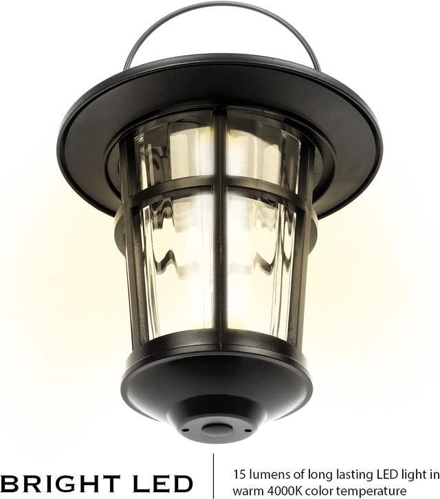Alt view image 7 of 7 - Landia Home Solar Wall Lanterns - Stainless Steel with Decorative Glass Solar Wall Lights for Outdoor, Black (2-Pack)