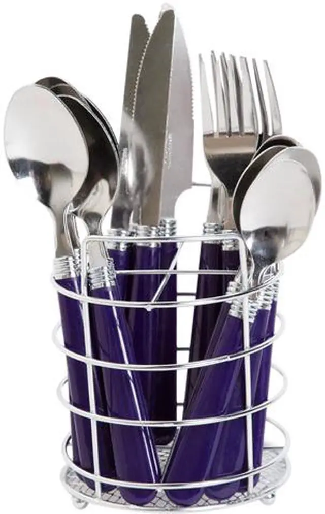 Main image of Gibson Sensations II 16 Piece Flatware Set with Cobalt Plastic Handle with Wire