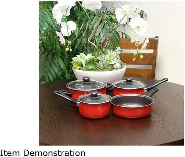 Alt view image 3 of 3 - Gibson Home Casselman Carbon Steel 7-Piece Cookware Set, Red 108170.07