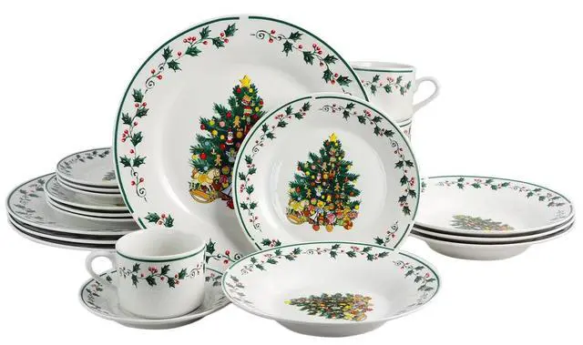 Main image of GIBSON 20-Piece Christmas Tree Trimming Dinnerware Set (108171.2)