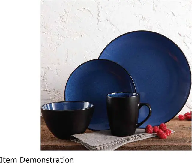 Alt view image 2 of 2 - Gibson Soho Lounge Round 16 Piece Dinnerware Set, Blue/Black