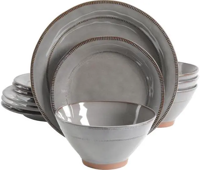 Main image of Gibson Elite 116889.12 Terranea 12-Piece Dinnerware Set, Grey