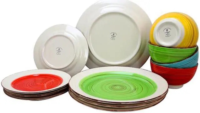 Alt view image 2 of 2 - Gibson Confetti Band 12 Piece Mix & Match Dinnerware Set