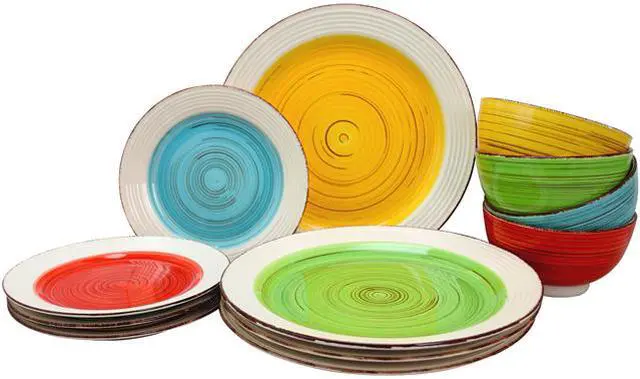 Main image of Gibson Confetti Band 12 Piece Mix & Match Dinnerware Set
