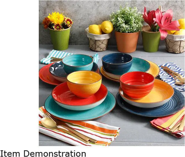 Alt view image 10 of 10 - Gibson Home 118379.12 Color Speckle 12 Piece Mix and Match Double Bowl Set, Assorted Colors