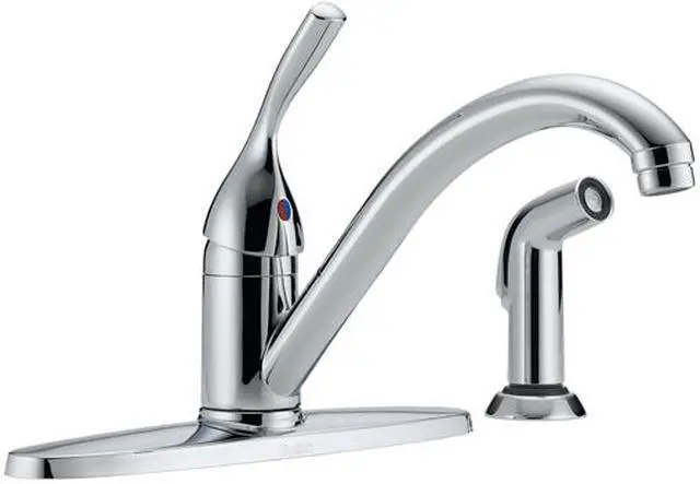 Main image of DELTA 400-DST Classic Single Handle Kitchen Faucet with Spray Polished Chrome