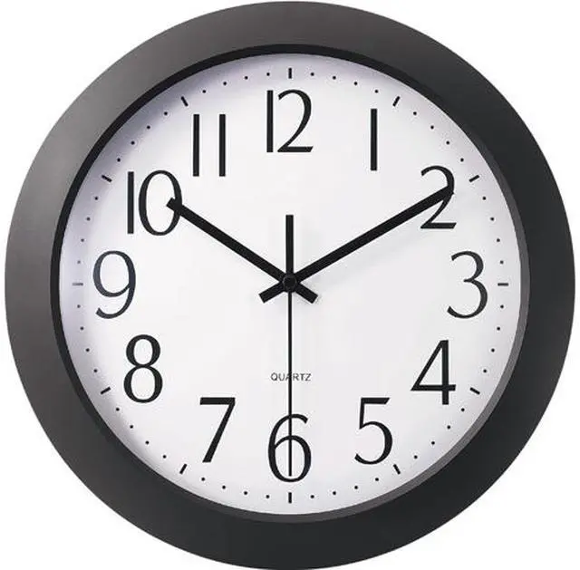 Main image of Whisper Quiet Clock, 12" Overall Diameter, Black Case, 1 AA Battery