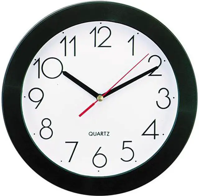 Main image of Bold Round Wall Clock, 9.75" Overall Diameter, Black Case, 1 AA Battery