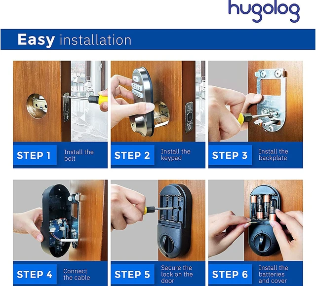 Hugalog Lock Hugolog Door Lock, Keyless Entry Door Lock, Electronic Deadbolt with ...