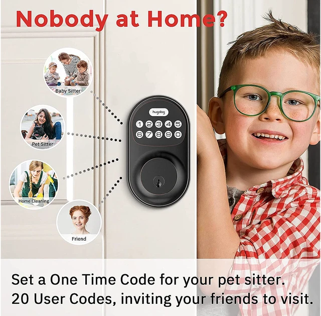 Hugalog Lock Hugolog Door Lock, Keyless Entry Door Lock, Electronic Deadbolt with ...