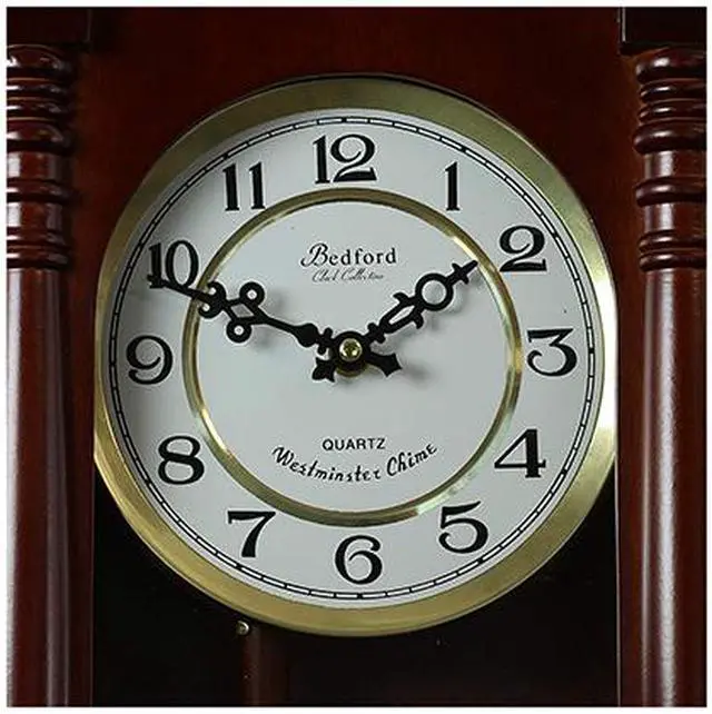 Alt view image 3 of 5 - Bedford Clock Collection 27.5" Classic Chiming Wall Clock With Swinging Pendulum