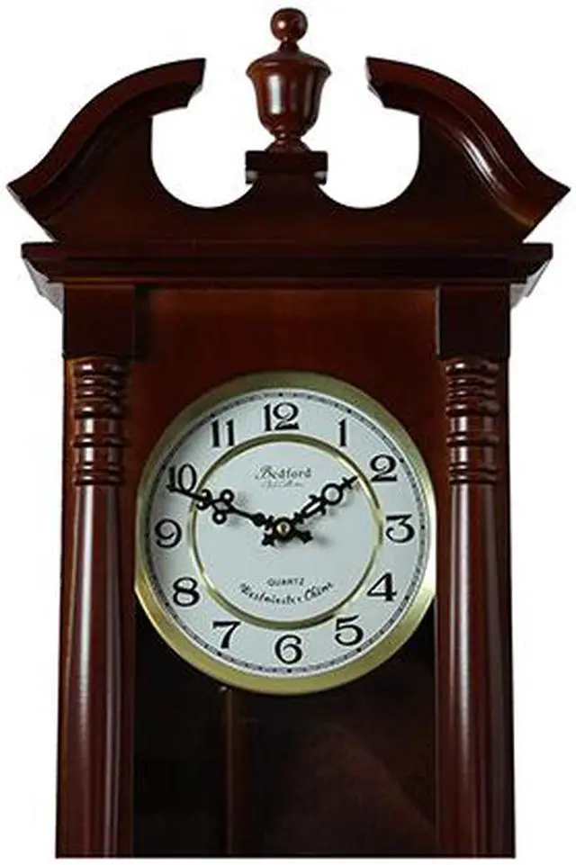 Alt view image 4 of 5 - Bedford Clock Collection 27.5" Classic Chiming Wall Clock With Swinging Pendulum
